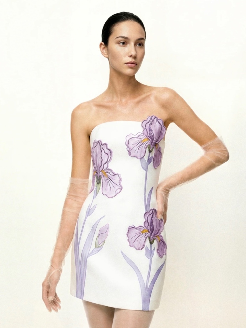 JWPEI Iris Floral Print Strapless Dress